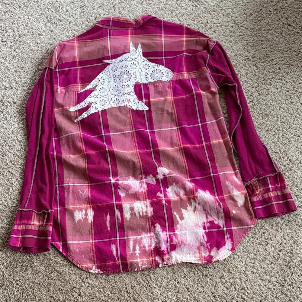 Plaid Shirt with Horse Design